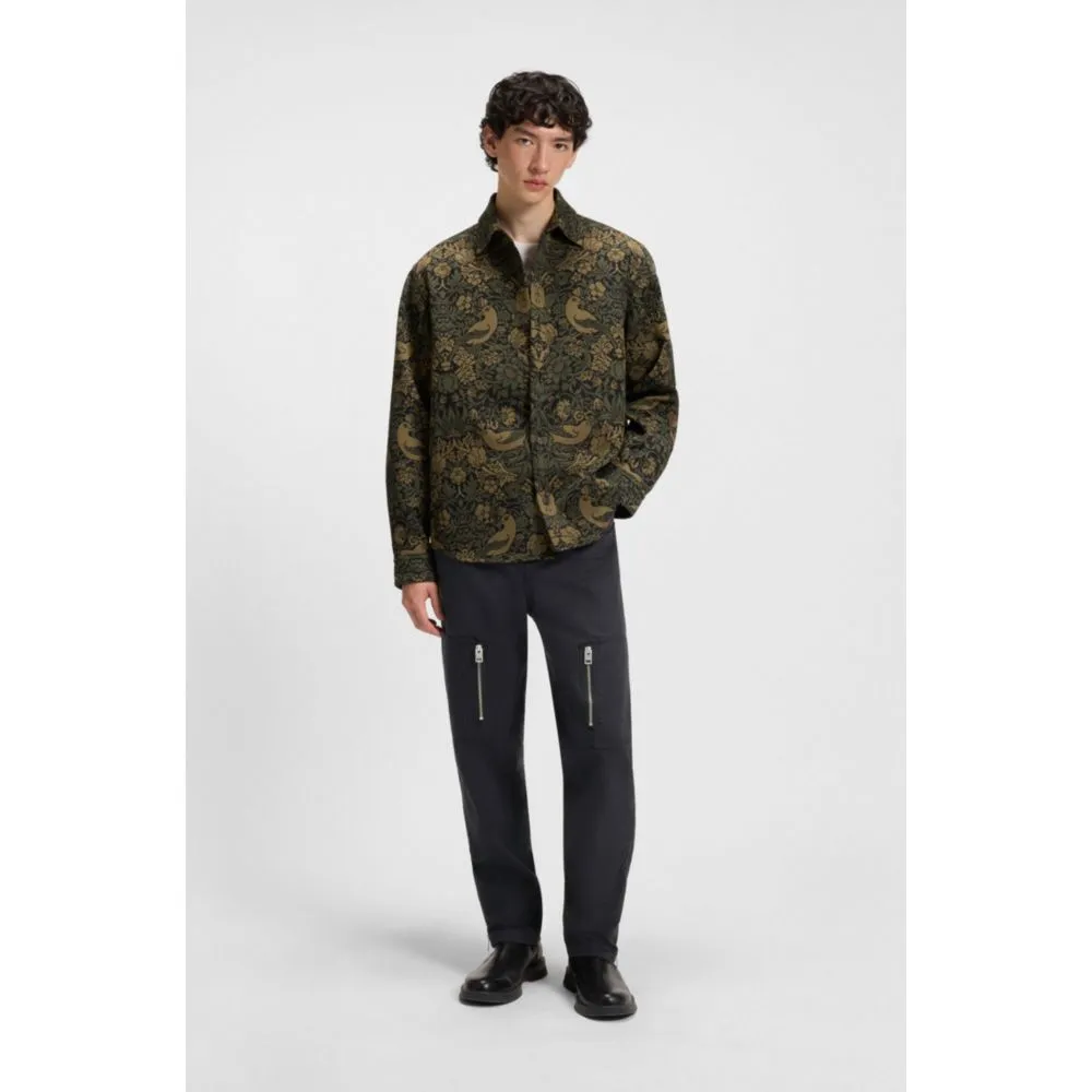 Relaxed-fit trousers in mercerized herringbone cotton