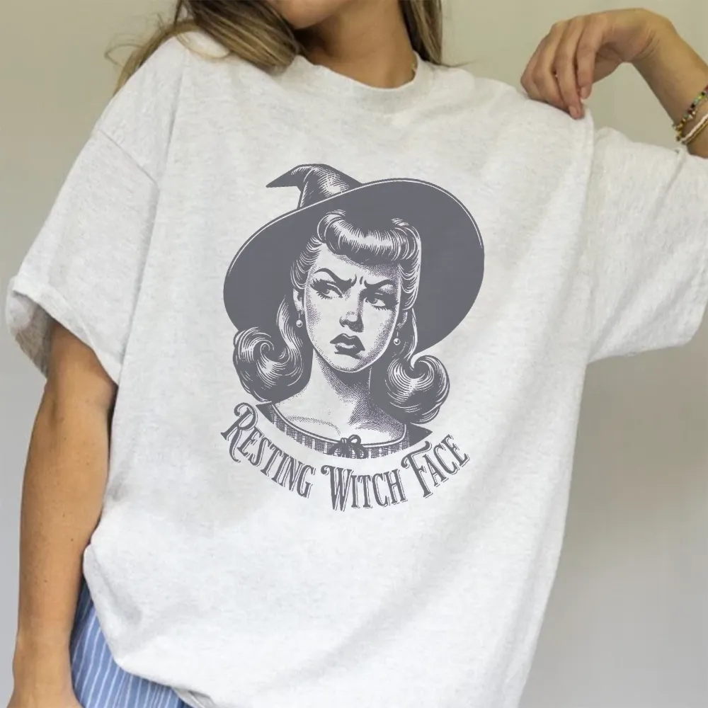 Resting Witch Face Retro Women's Halloween T-Shirt pregnancy jeans best price