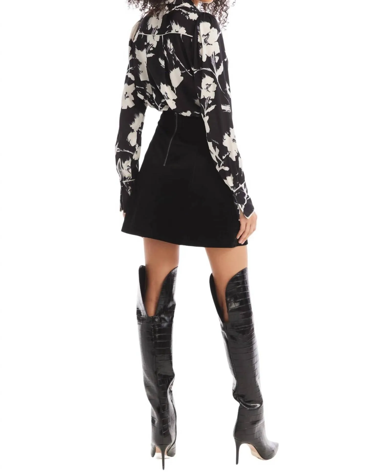 Rhinestone Mini Skirt In Black