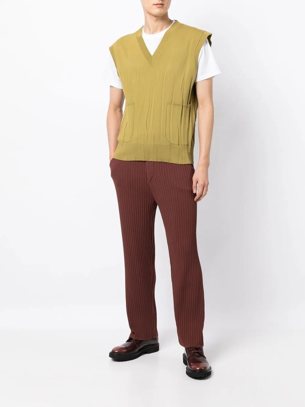 Ribbed Straight-Leg Trousers