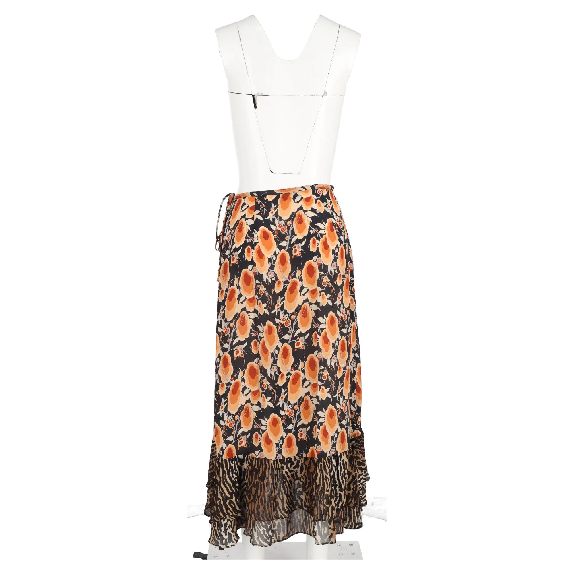 Rixo Liv Printed Midi Wrap Skirt in Multicolor Silk