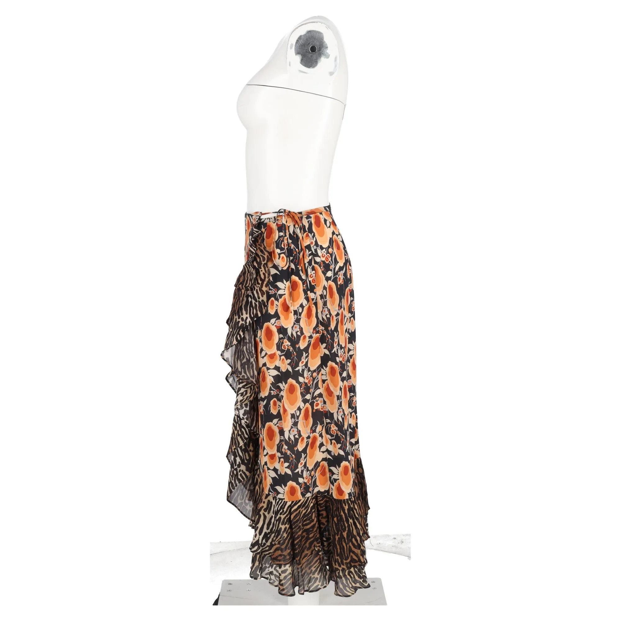 Rixo Liv Printed Midi Wrap Skirt in Multicolor Silk
