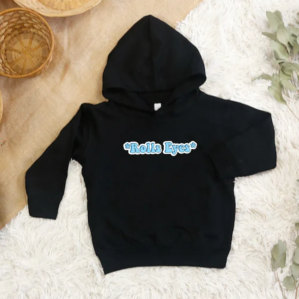 Rolls Eyes Slogan Kids Black Hoodie boys fashion clearance