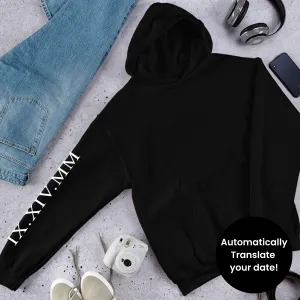 Roman Numeral Personalised Sleeve Hoodie postpartum clothes sale