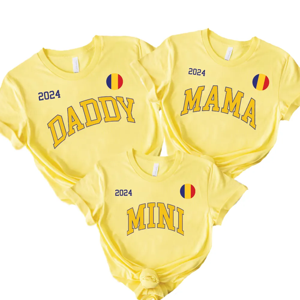 Romania Gameday Daddy, Mama & Mini T-Shirts - Yellow daddy outfits clearance