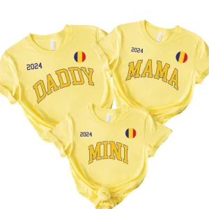 Romania Gameday Daddy, Mama & Mini T-Shirts - Yellow daddy outfits clearance