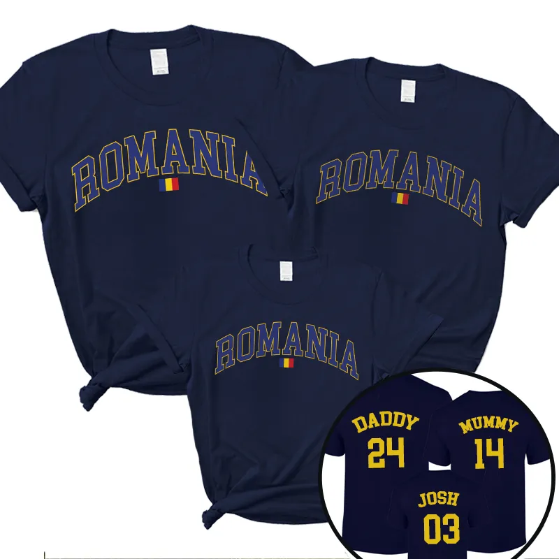 Romania Stadium Family T-Shirts Navy daddy outfits clearance