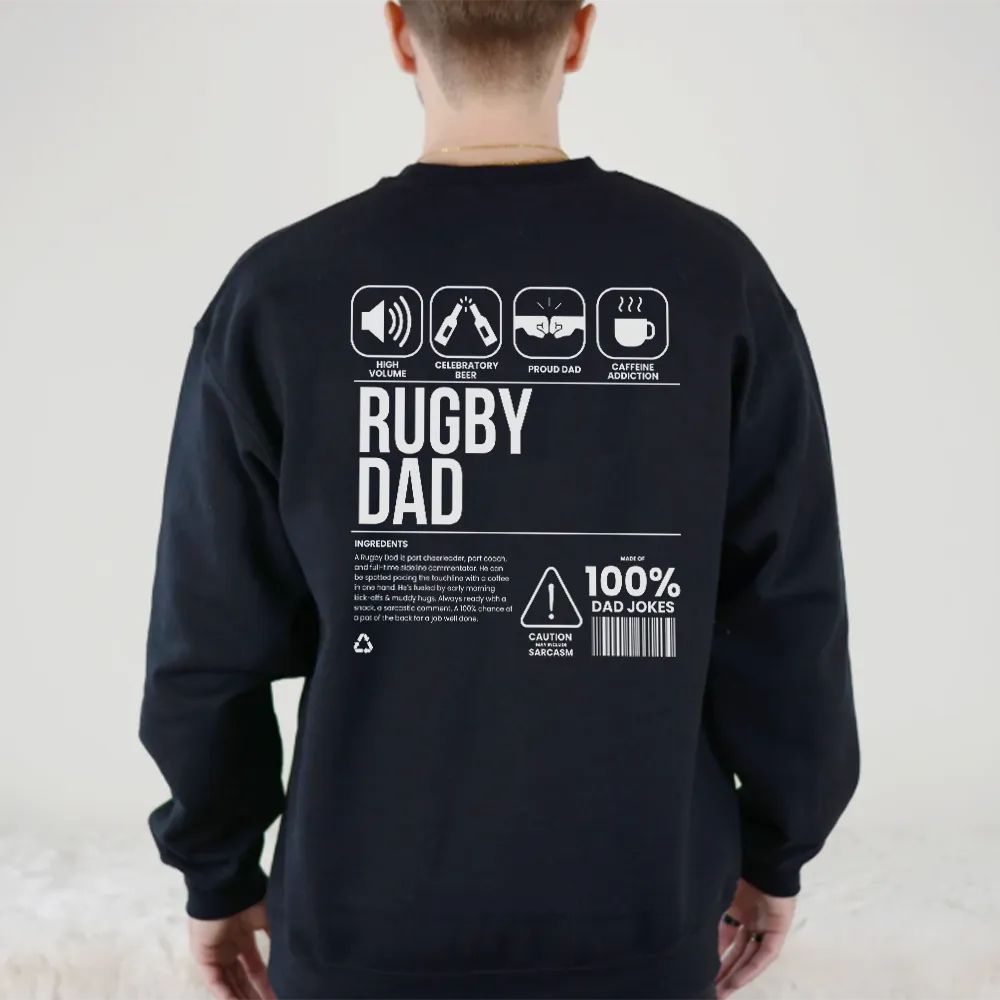Rugby Dad Ingredients Front & Back Graphic Sweatshirt dad bod shirts discount