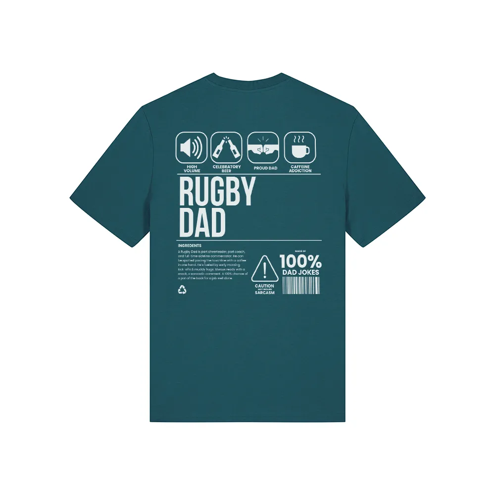 Rugby Dad Ingredients Front & Back Graphic T-Shirt
