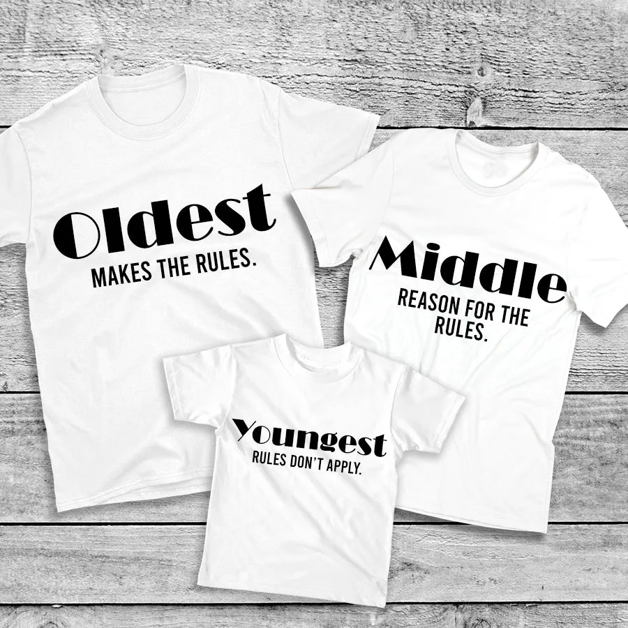 Rules Of Siblings Matching White T-Shirts boys outfits online store