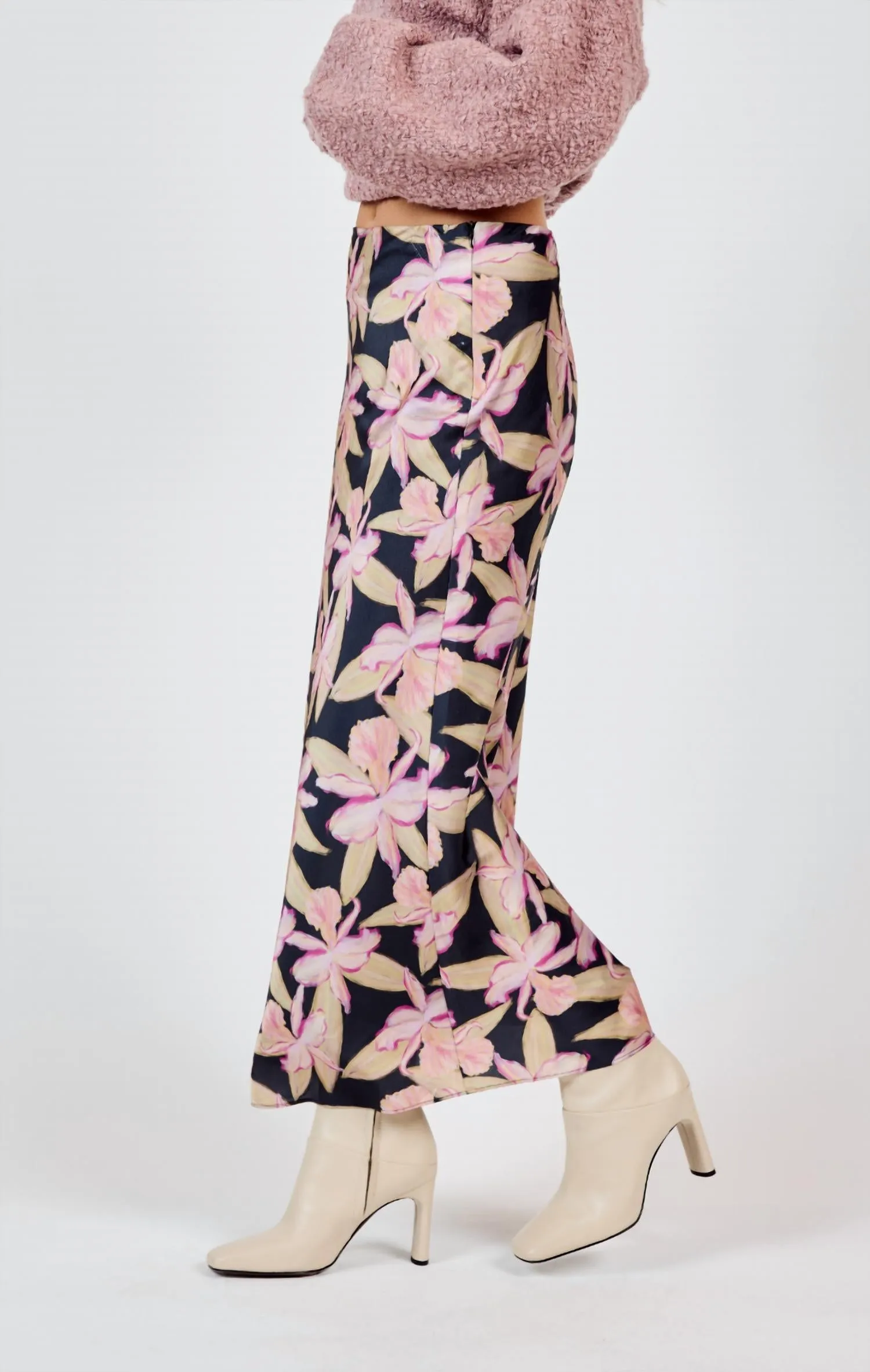 S&s Floral Maxi Skirt In Black/ Pink
