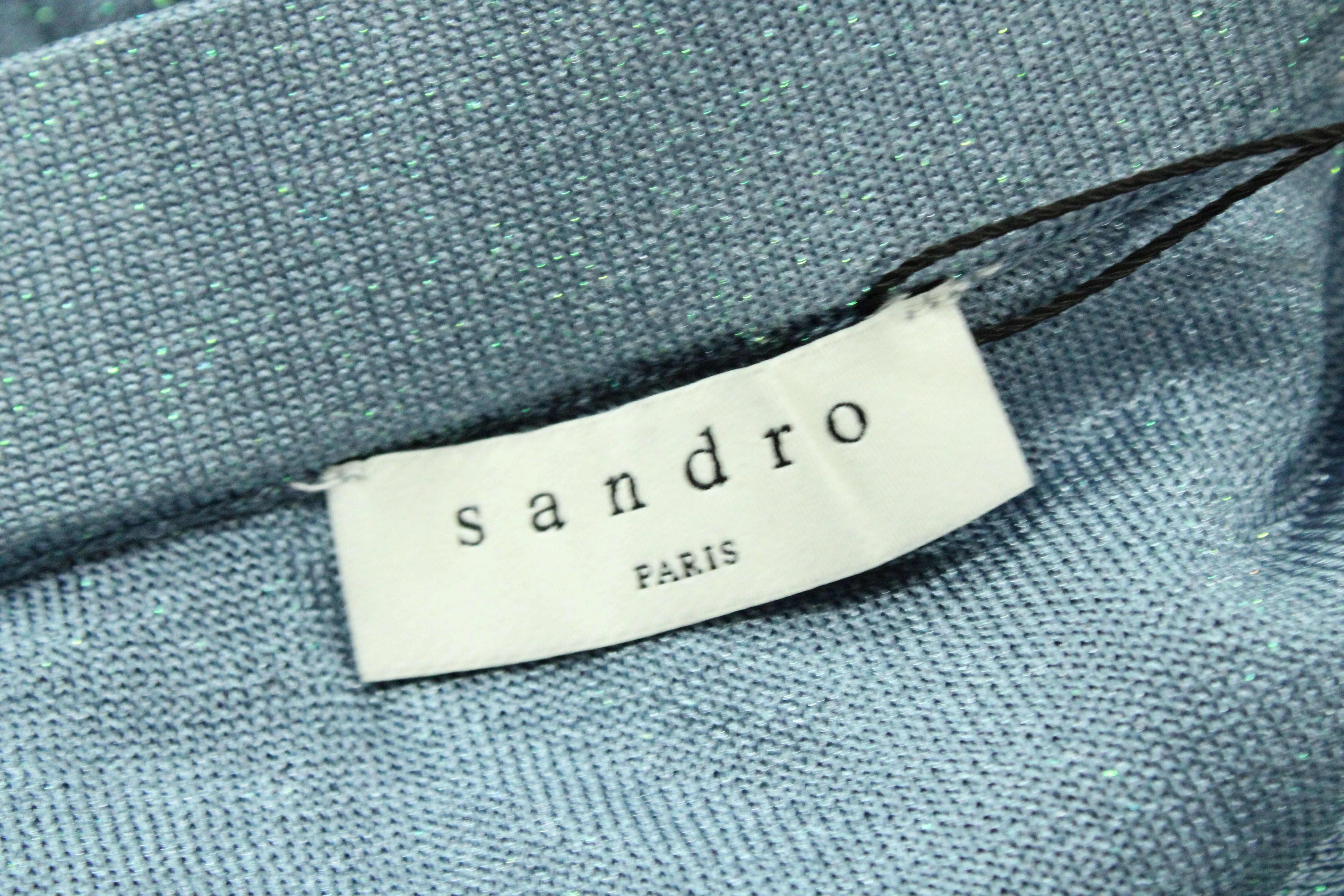 Sandro Paris Striped Paneled Skirt in Blue Polyester