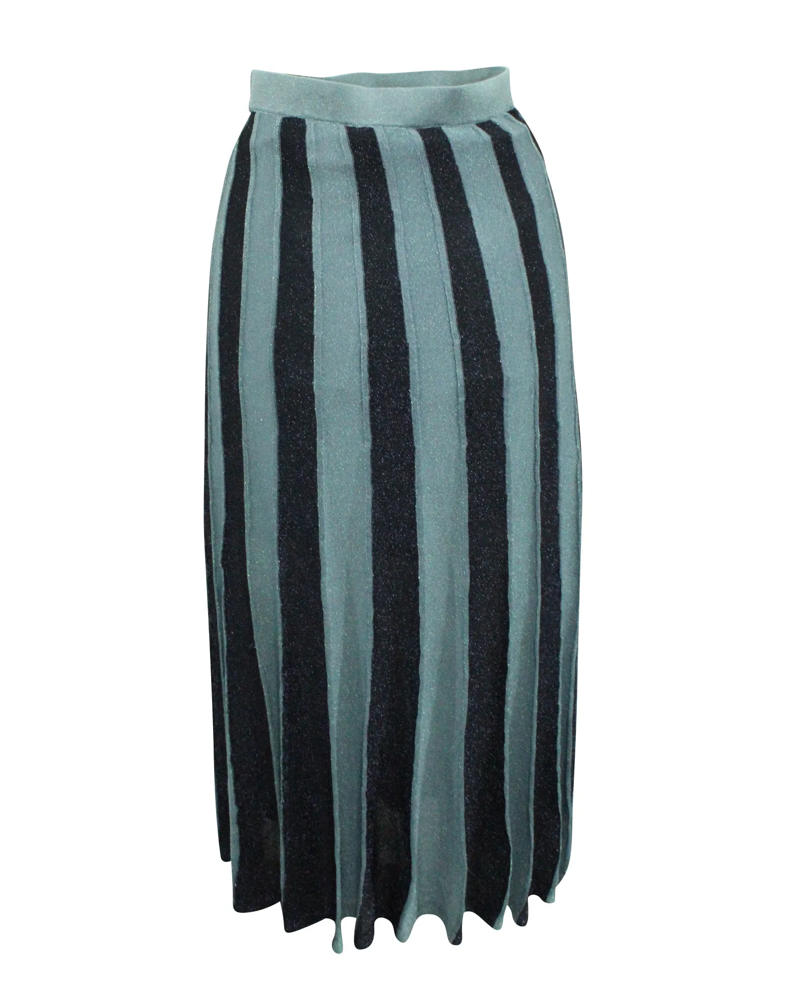 Sandro Paris Striped Paneled Skirt in Blue Polyester