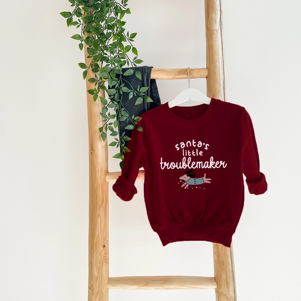 Santa's Little Troublemaker Kids Sweatshirt