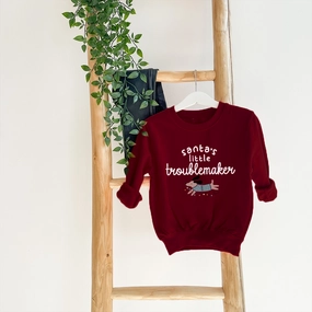 Santa's Little Troublemaker Kids Sweatshirt discount girls tops