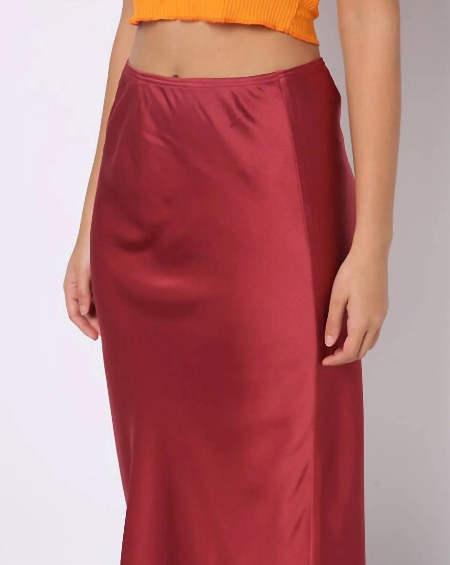 Satin Midi Skirt Wine