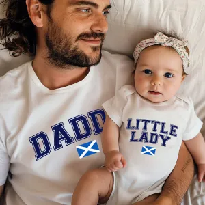 Scotland Daddy & Little Lady Matching White T-Shirt/Baby Vest fathers day sale outfits