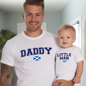 Scotland Daddy & Little Man Matching White T-Shirt/Baby Vest fathers day sale outfits