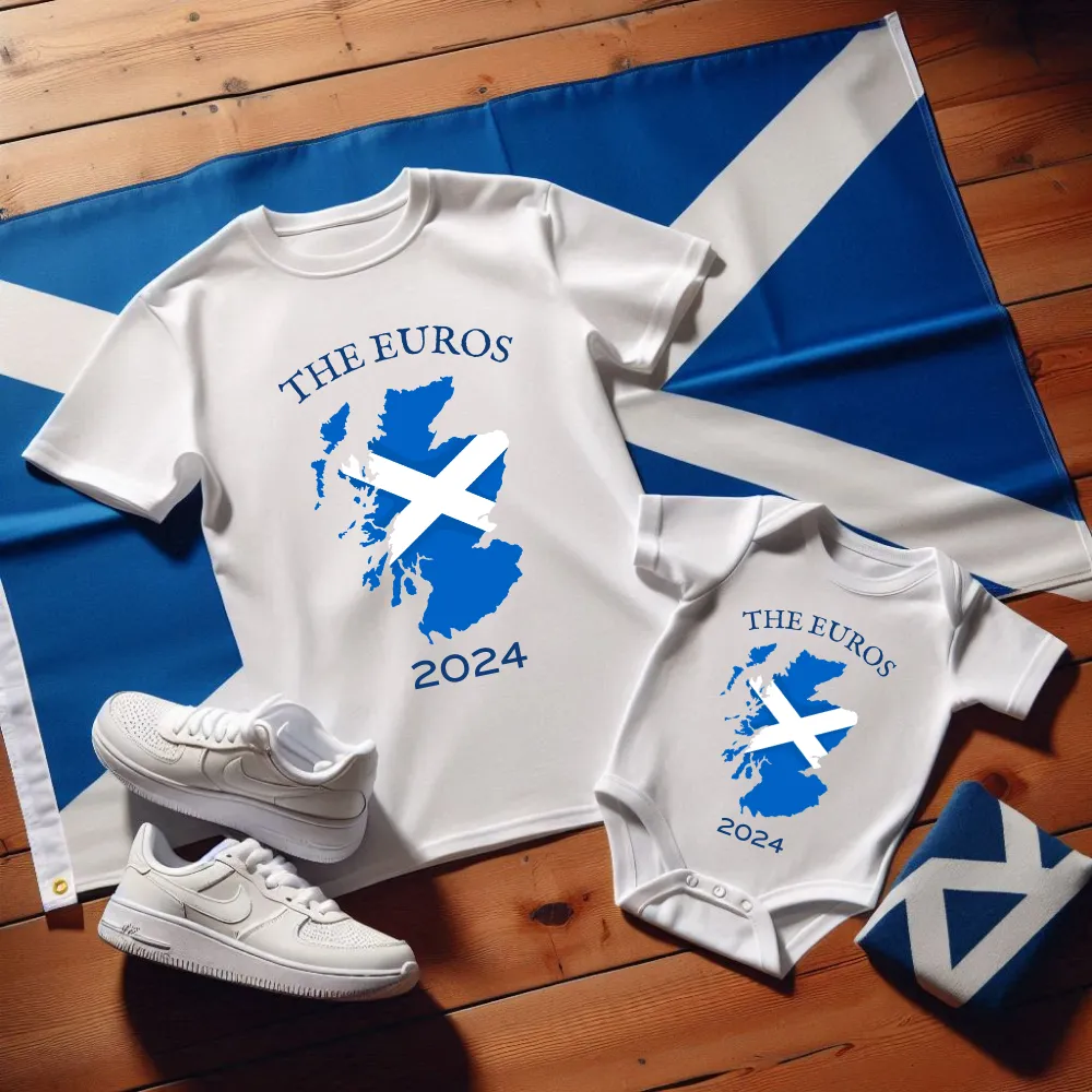 Scotland The Euros Flag T-Shirts/Baby Vest White daddy outfits clearance