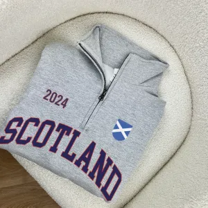 Scotland Varsity Quarter Zip Up Sweatshirt mum jeans promo