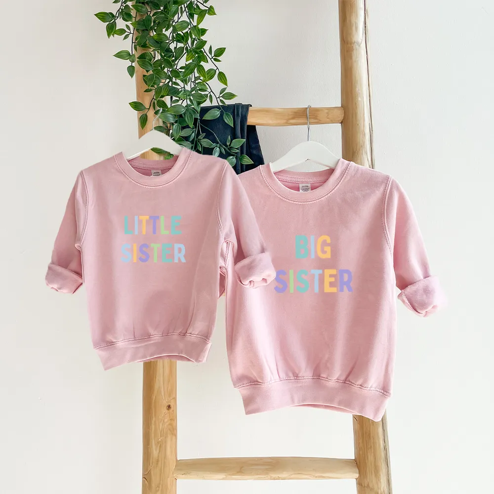 Sister Matching Pastel Block Pink Sweatshirts girls dresses outlet