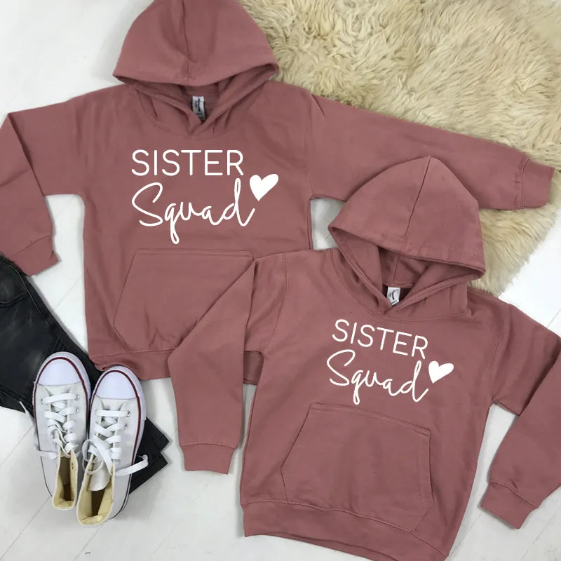 Sister Squad Heart Hoodies Dusty Pink (1-13 Years) (MRK X) girls dresses outlet