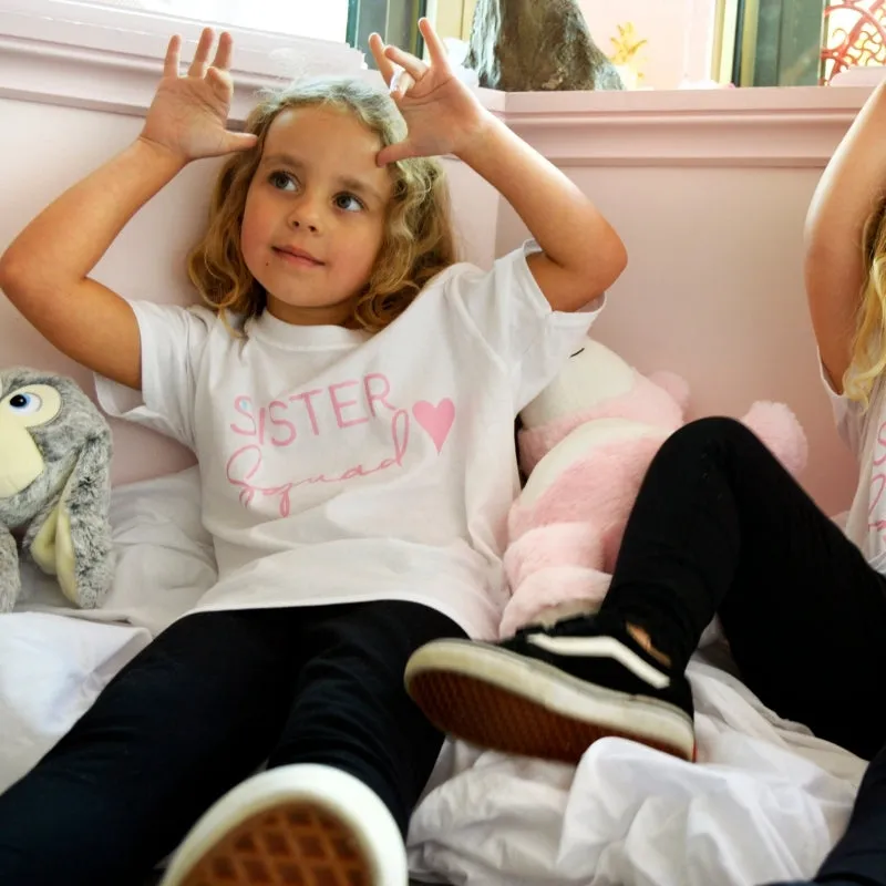 Sister Squad Heart Matching White T-Shirts girls dresses outlet