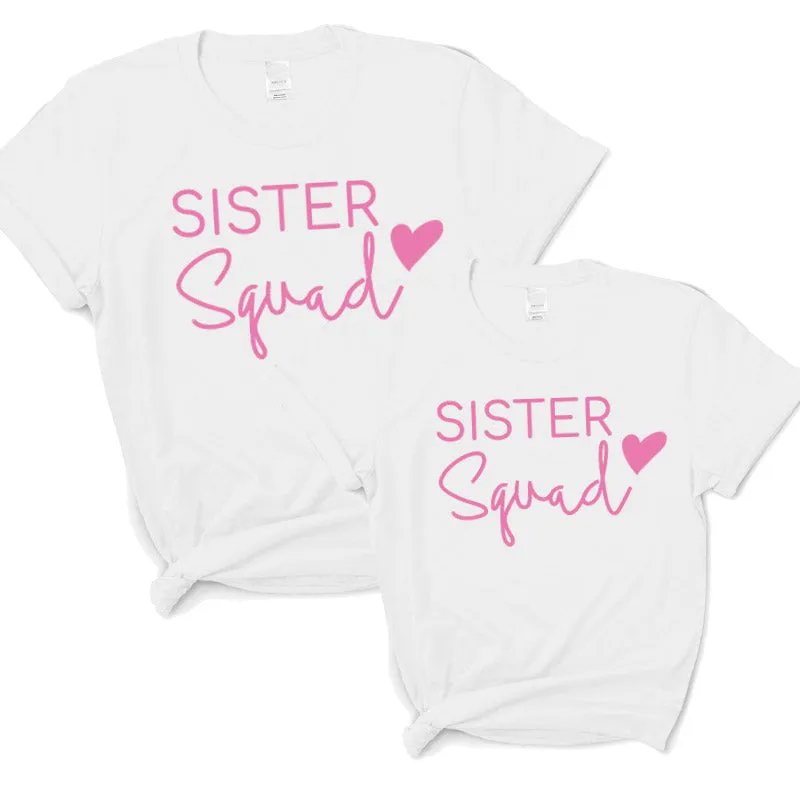Sister Squad Heart Matching White T-Shirts