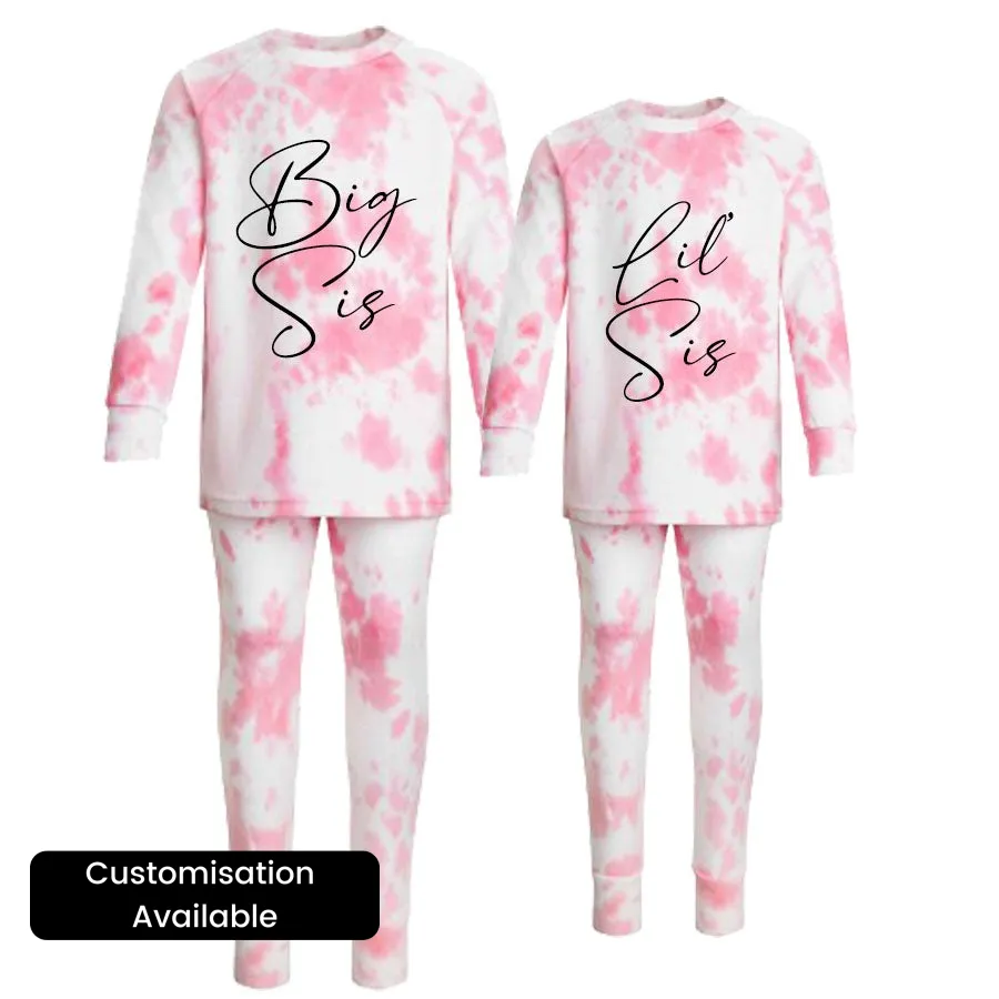 Sisters Spring Tie-Dye Matching Lounge Sets Pink girls dresses outlet