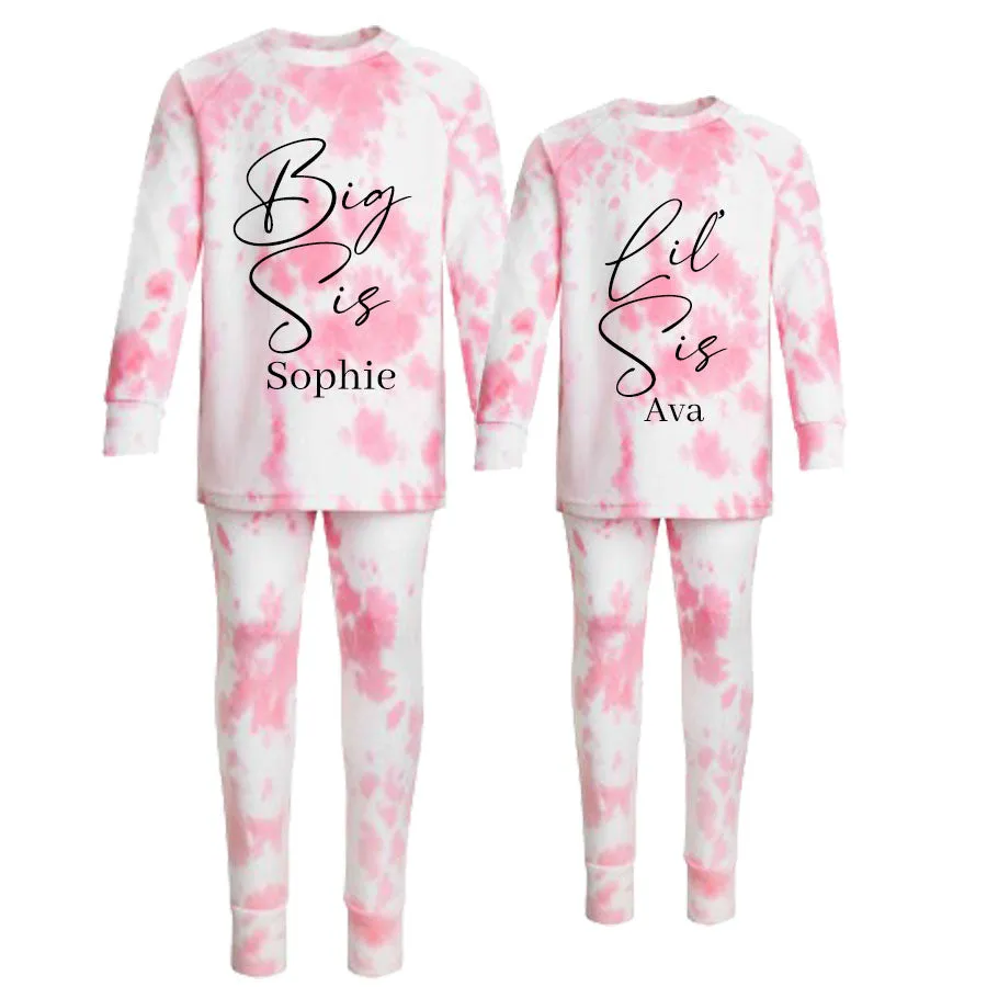 Sisters Spring Tie-Dye Matching Lounge Sets Pink