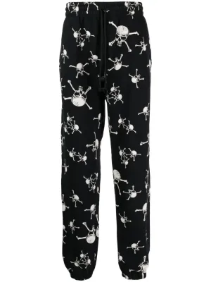 Skull-Print Cotton Track Pants cheap bottoms online shop