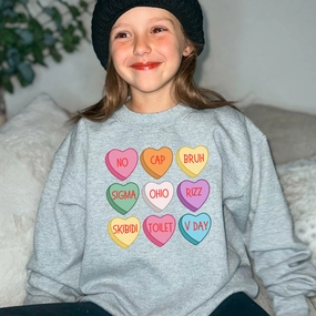 Slang Love Hearts Valentines Sweatshirt discount girls tops