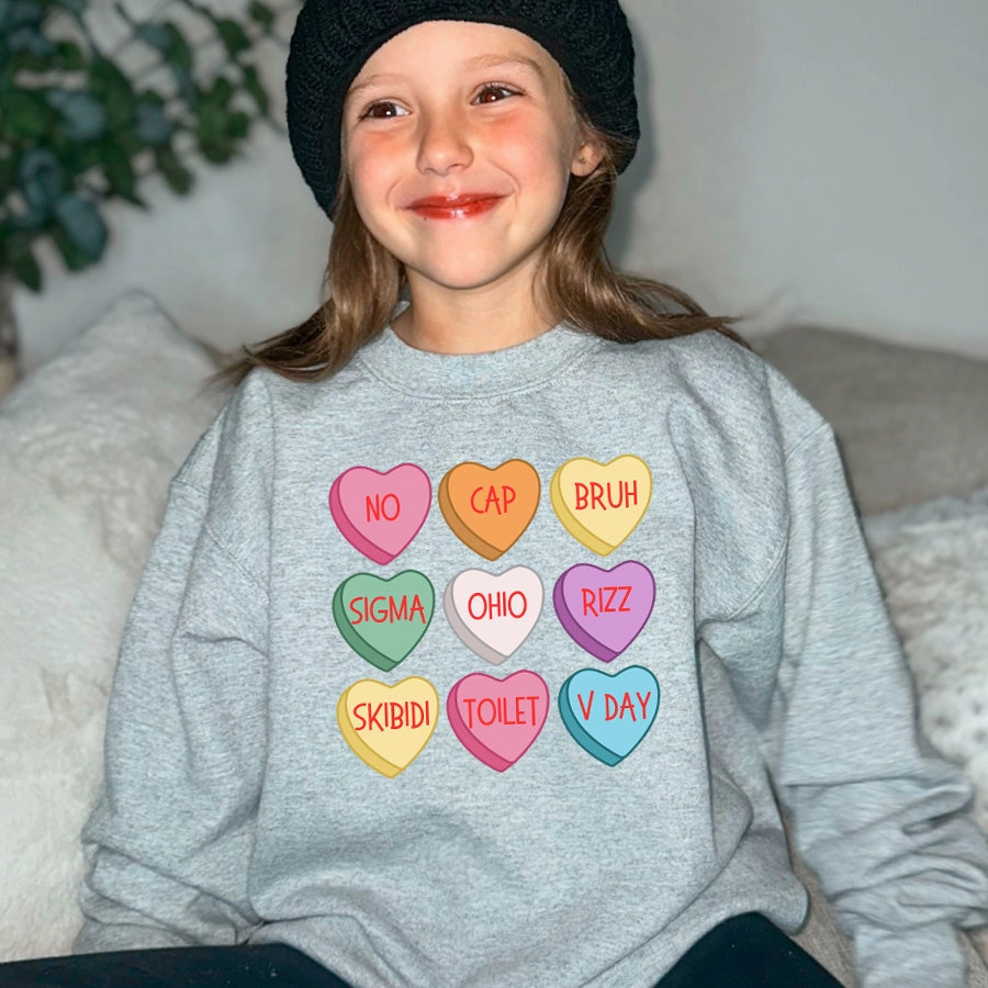 Slang Love Hearts Valentines Sweatshirt discount girls tops
