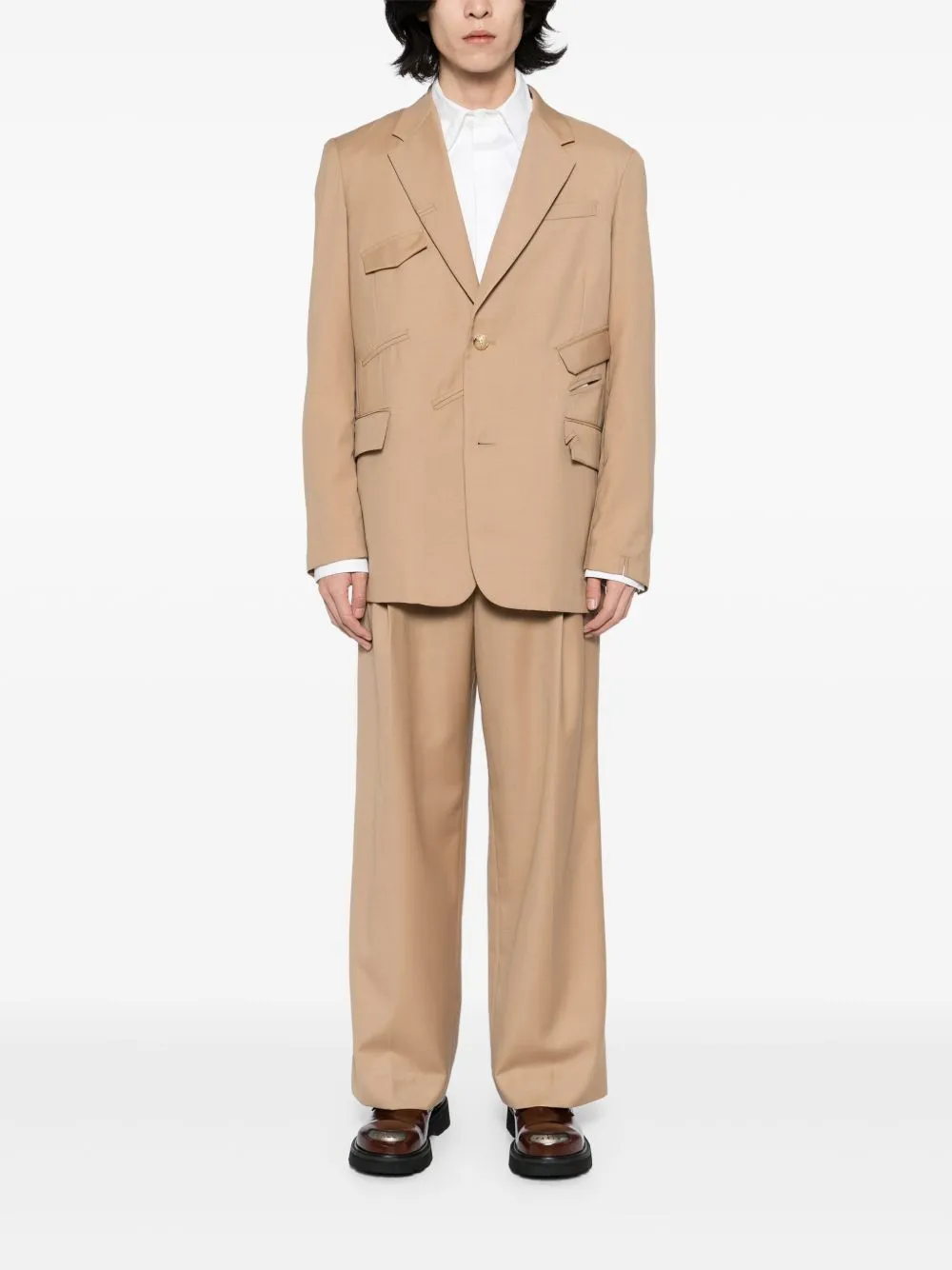 Slashed Wide-Leg Trousers