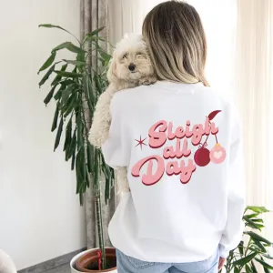 Sleigh All Day Women's White Sweatshirt mum jeans promo