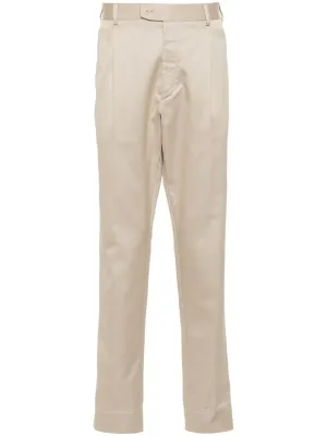 Slim-Fit Cotton Tailored Trousers cheap bottoms online shop