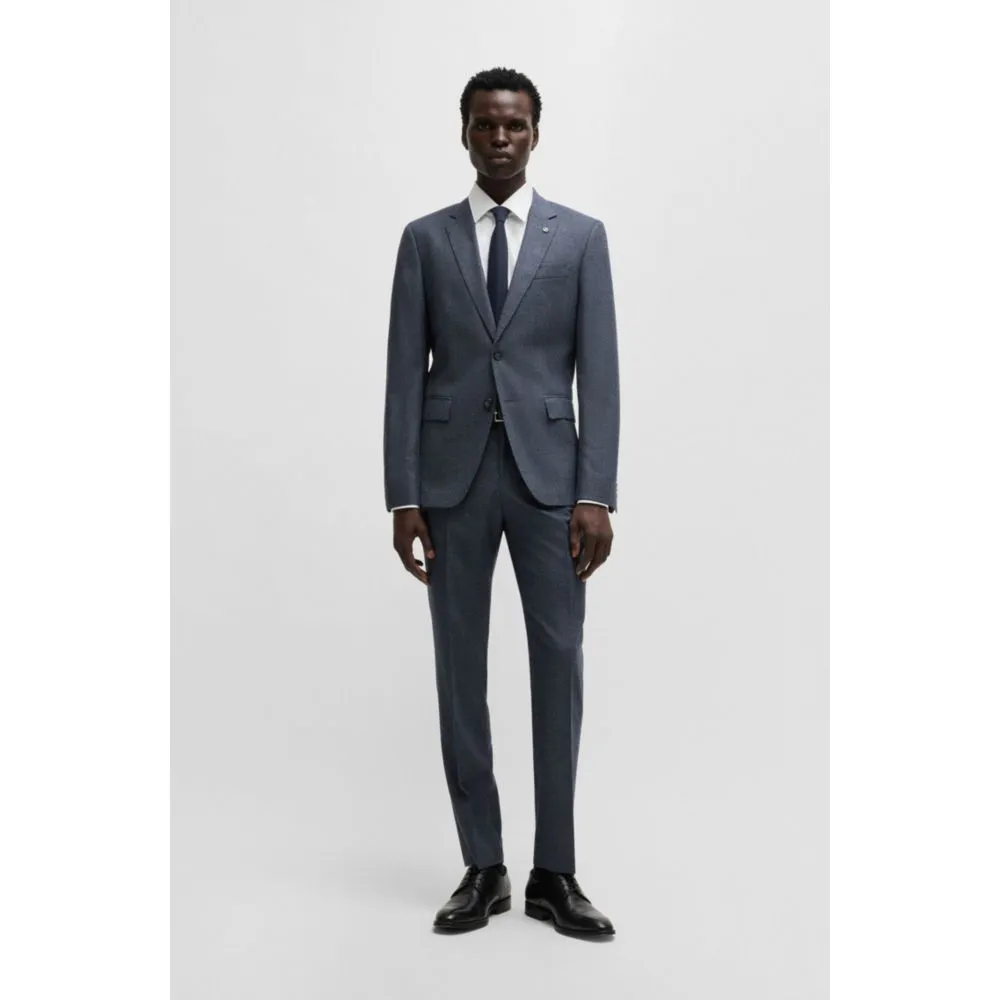 Slim-fit trousers in micro-patterned stretch wool