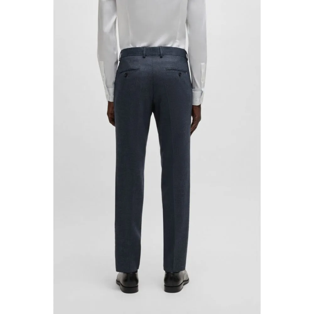 Slim-fit trousers in micro-patterned stretch wool