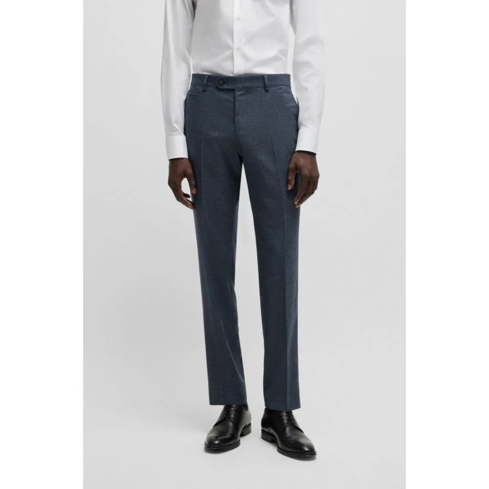 Slim-fit trousers in micro-patterned stretch wool