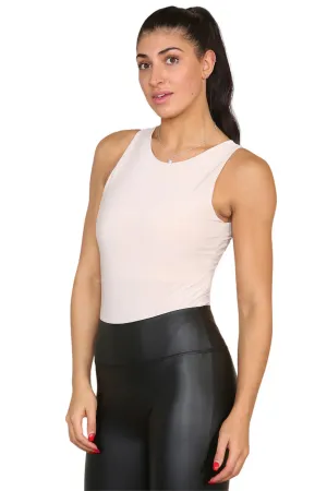 Slinky Racer Round Neck Double Layered Top Bodysuit mum jeans promo