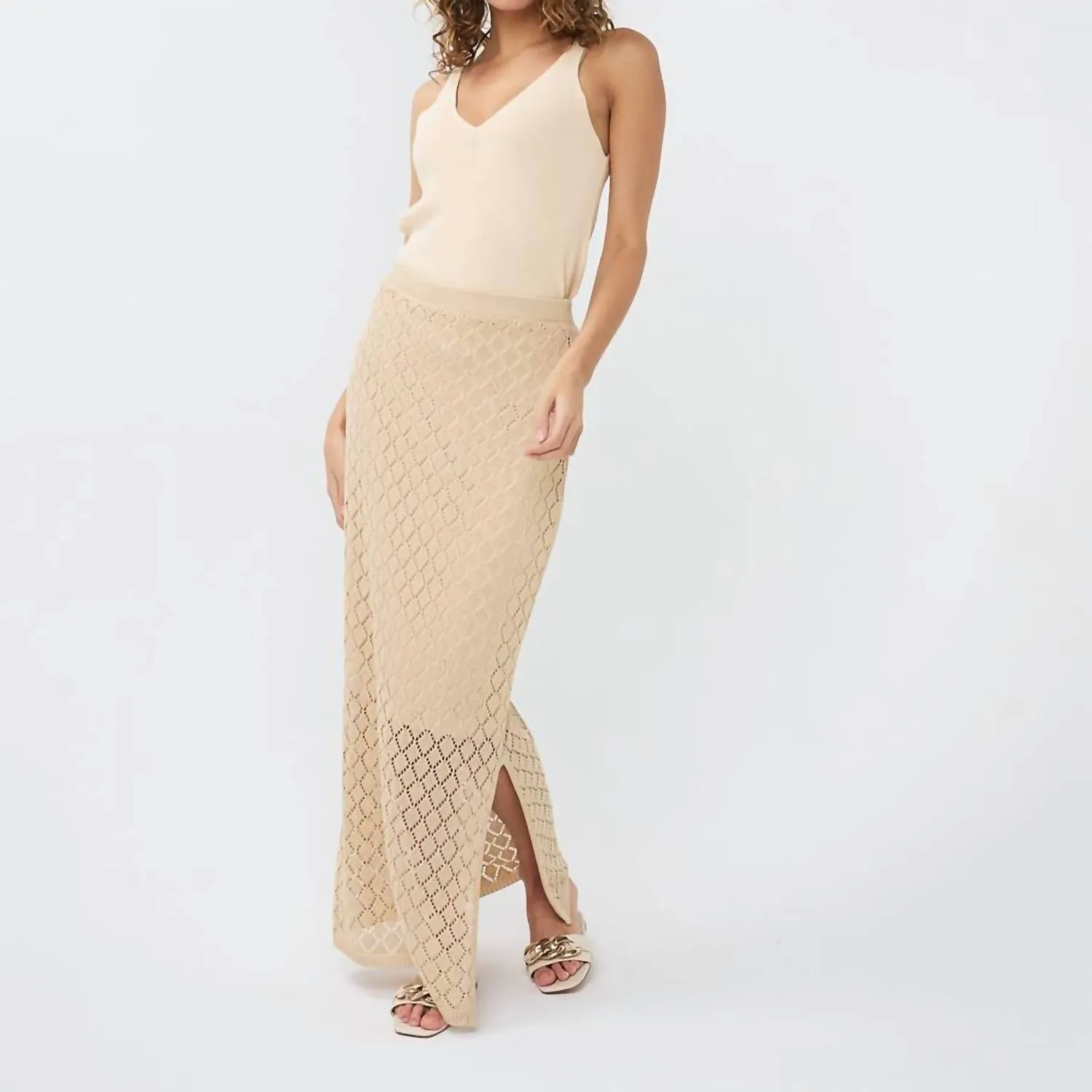 Small Diamond Knit Skirt In Soft Gold