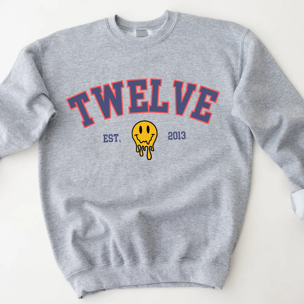 Smiley Face Personalised Age & Year Sweatshirt boys fashion clearance