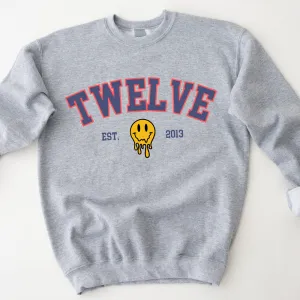 Smiley Face Personalised Age & Year Sweatshirt boys fashion clearance