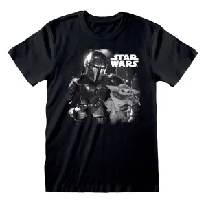 Star Wars The Mandalorian Black & White T-Shirt dad bod shirts discount