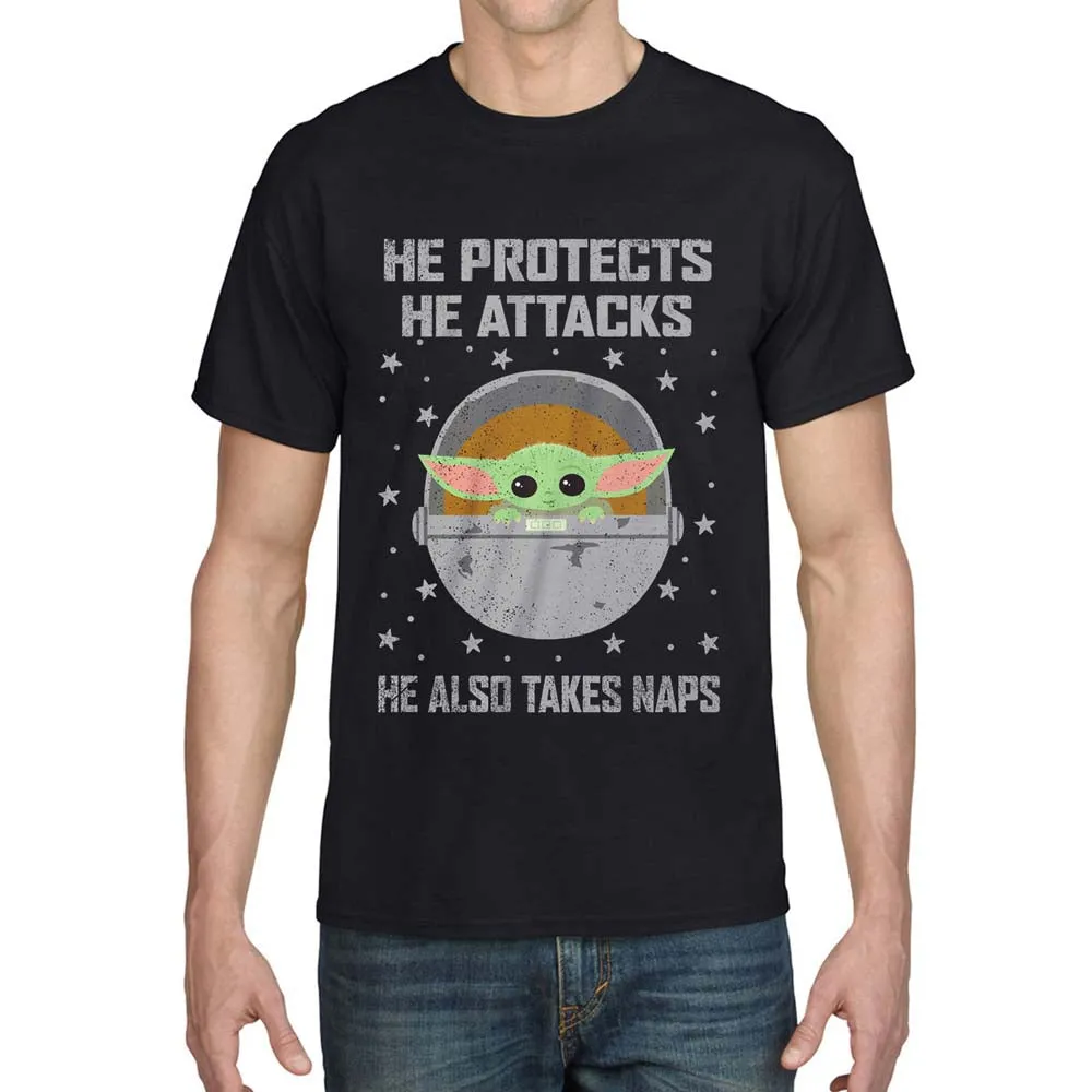 Star Wars The Mandalorian Protects And Attacks T-Shirt dad bod shirts discount