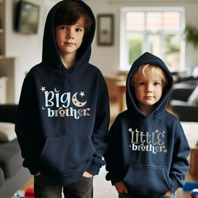 Star & Moon Brother Matching Navy Hoodies boys wear best deals