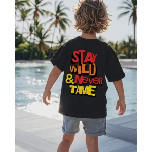 Stay Wild/Never Tame Back Logo T-Shirt boys apparel promo code