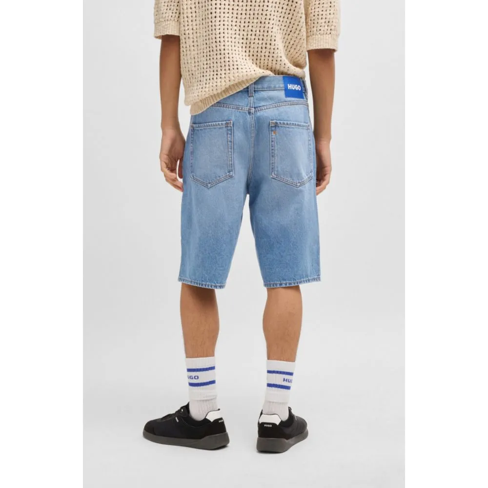 Straight-fit shorts in blue stonewashed denim