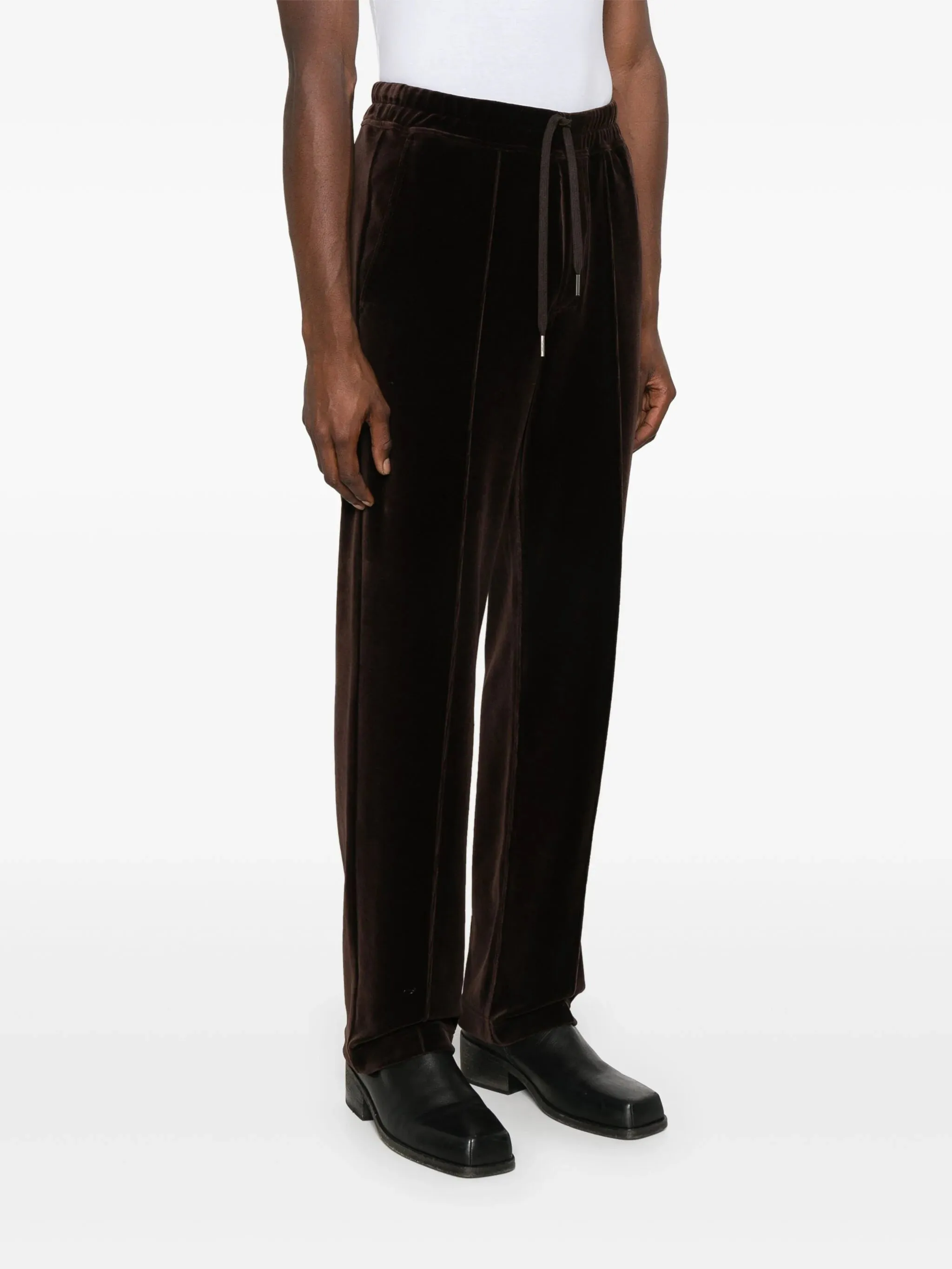 Straight-Leg Velour Track Pants