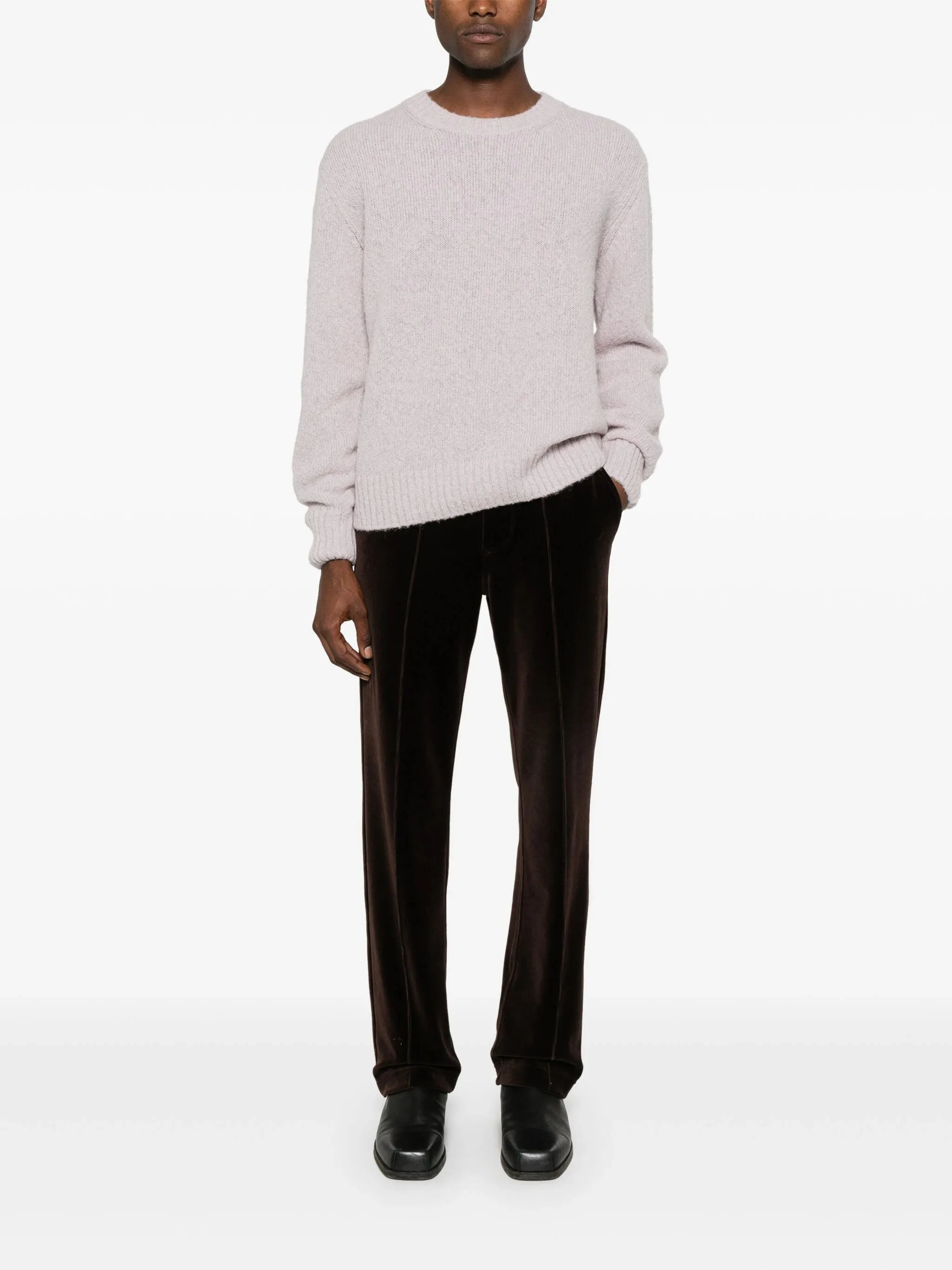 Straight-Leg Velour Track Pants